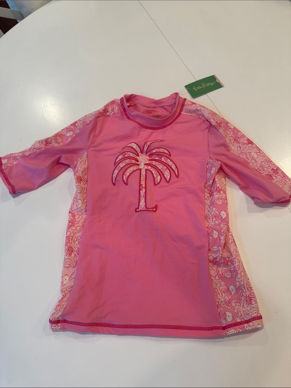 Lilly Pulitzer Pink Palm Tree Kids Rashguard